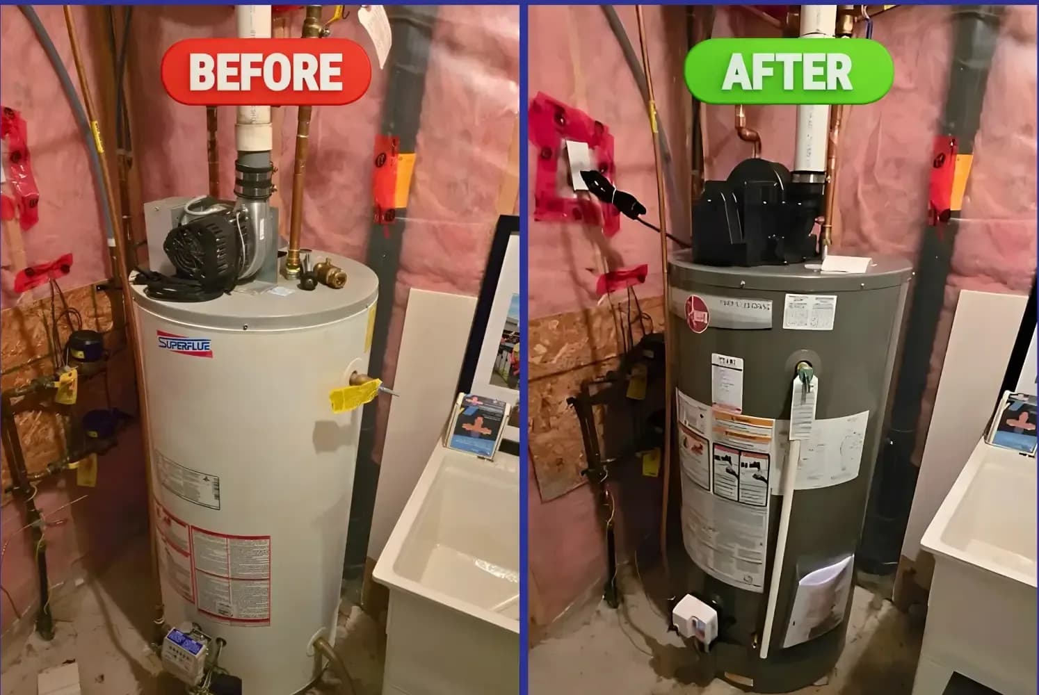 A clean, professionally installed water heater