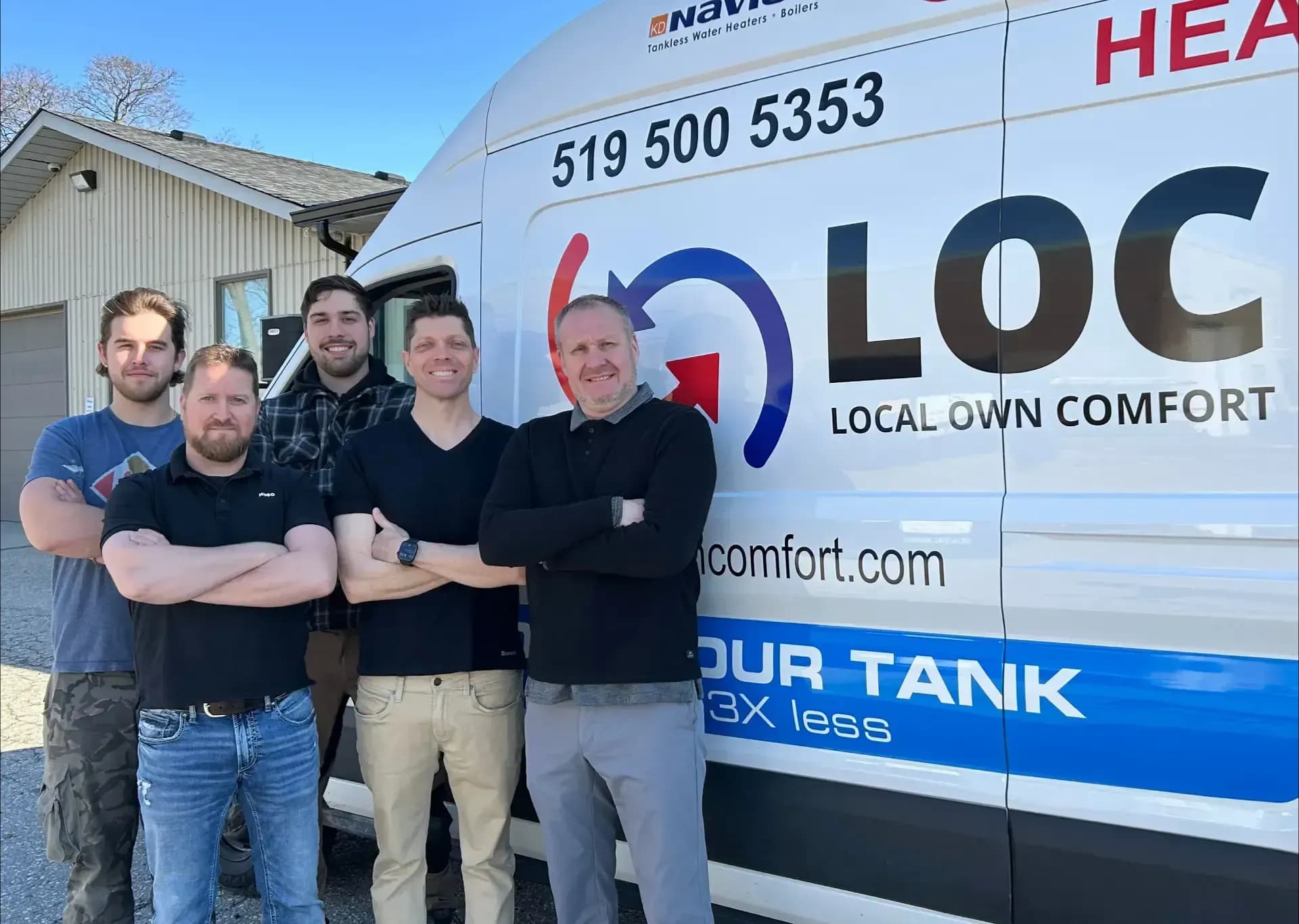The Local Own Comfort team in front of the LOC service van
